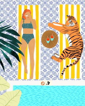 How To Vacay With Your Tiger Human Animal Connection Illustration Tropical Travel Morocco Painting